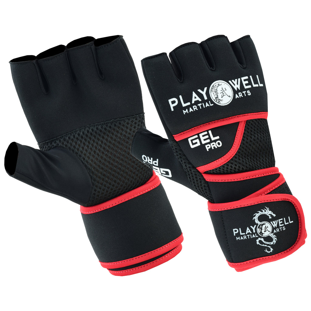 Playwell Elite Pro Gel Hand Wrap Inner Gloves - Black/Red - Large / X Large image