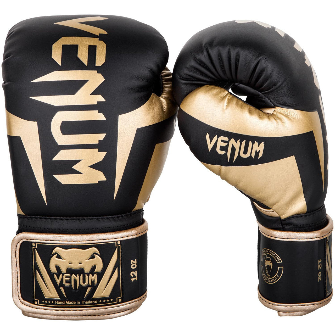 Venum Elite Boxing Gloves - Black/Gold - 12 oz image