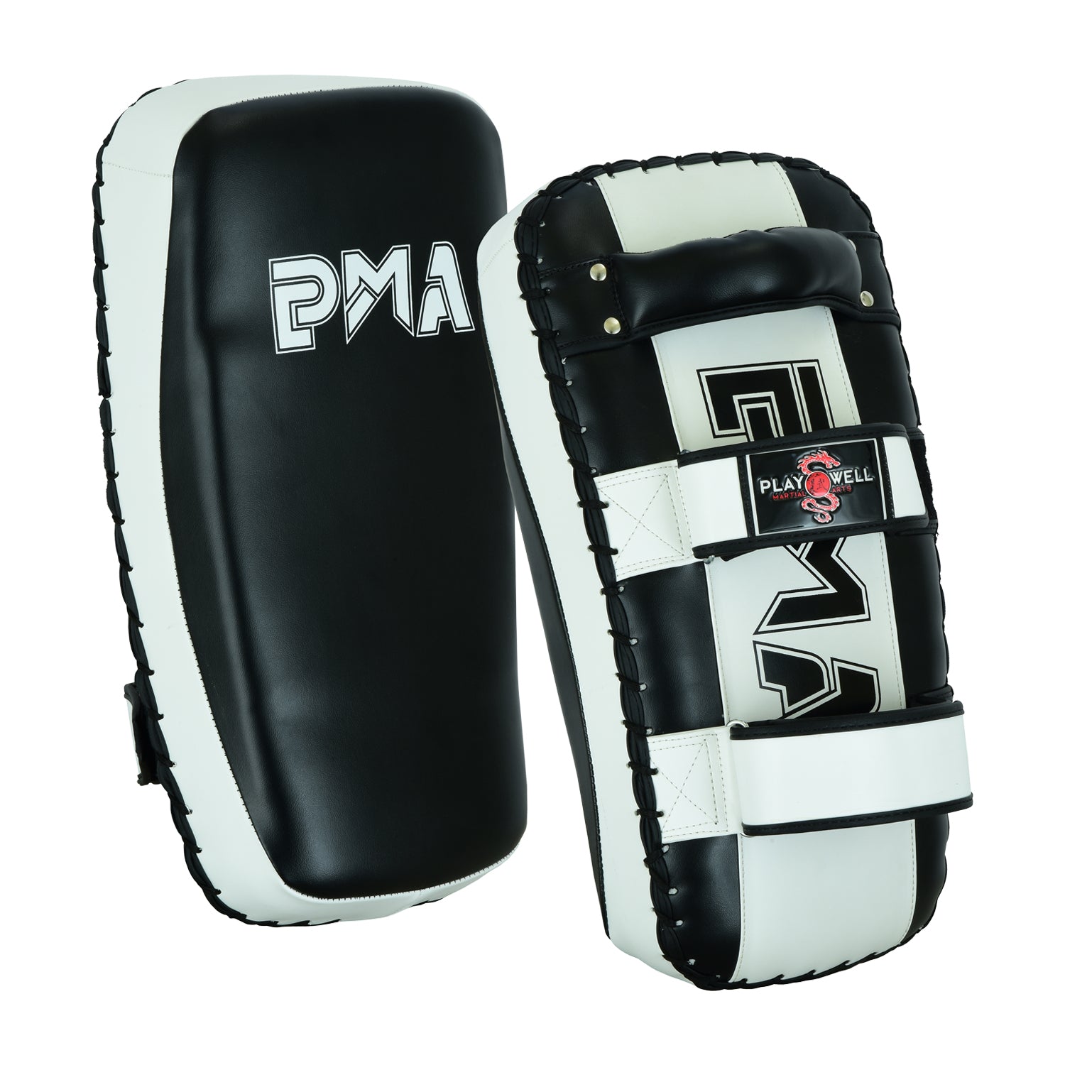 Deluxe Muay Thai Curved Air Tech Arm Pads,  - Black/White SINGLE image 0