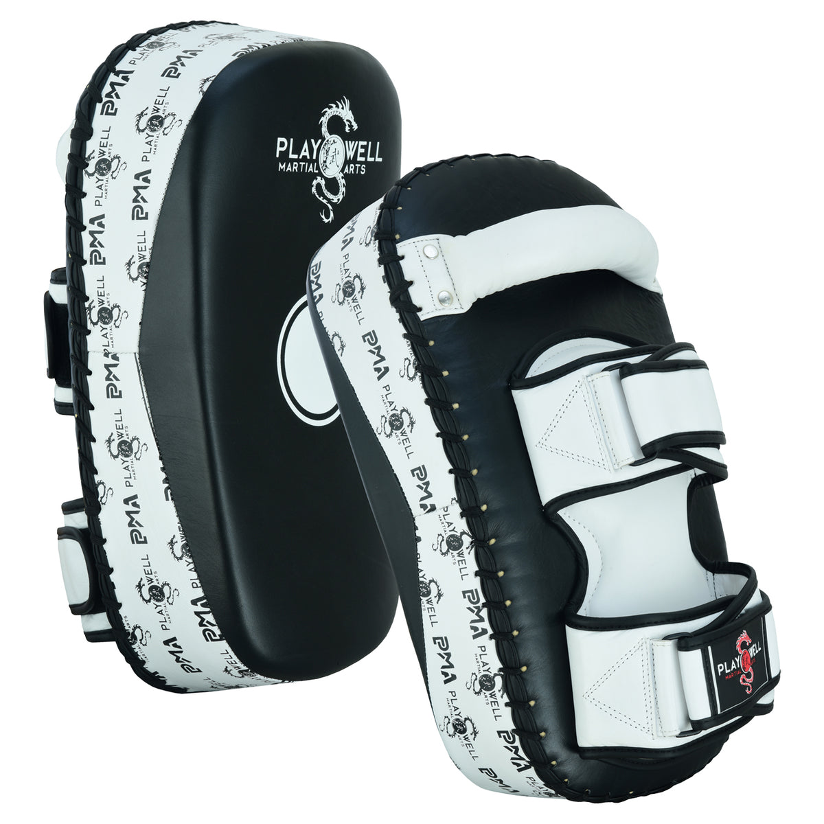 Playwell Elite Deluxe " Logos" Leather Curved Thai Pad image 0