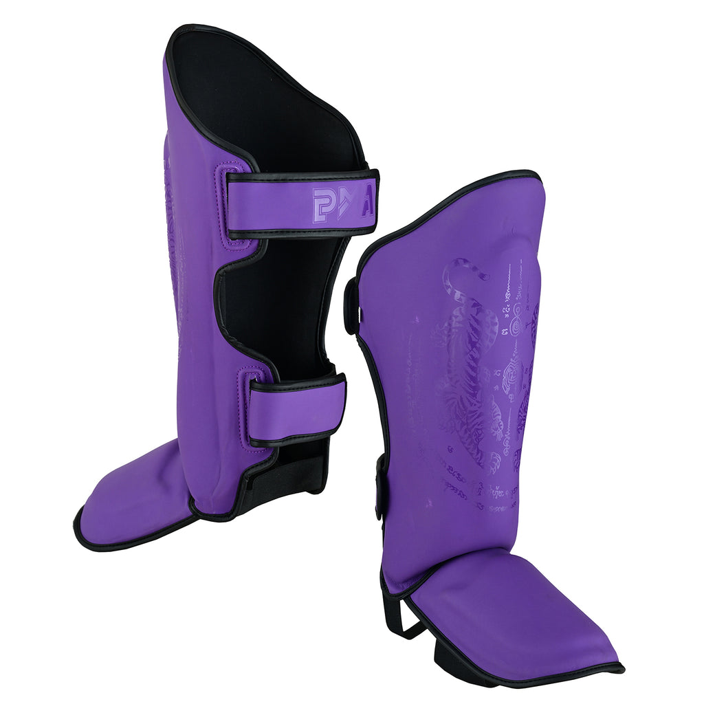 Twin Tigers Muay Thai Boxing Gloves, Shin Pads & Shorts - Purple