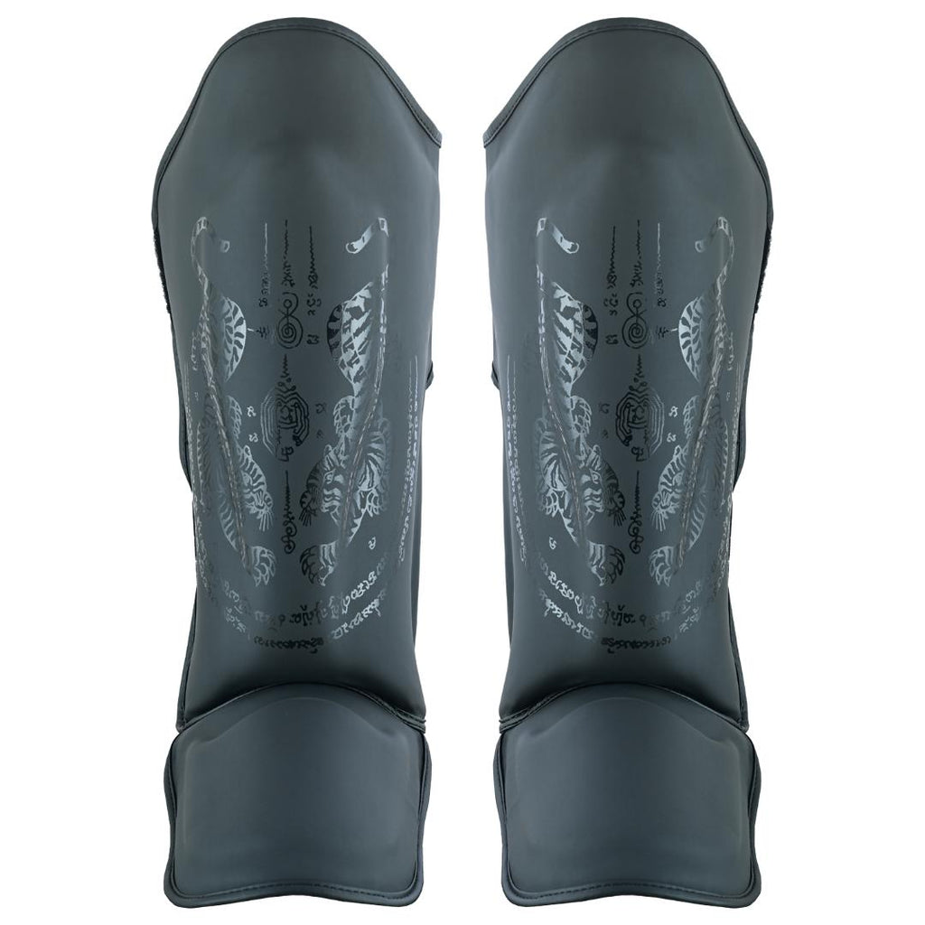 PMA Twin Tigers Muay Thai Boxing Gloves & Shin Pads Set - Black