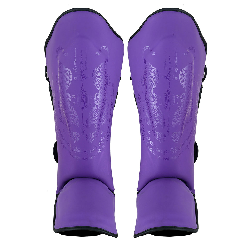 PMA Twin Tigers Muay Thai Boxing Gloves & Shin Pads Set - Purple