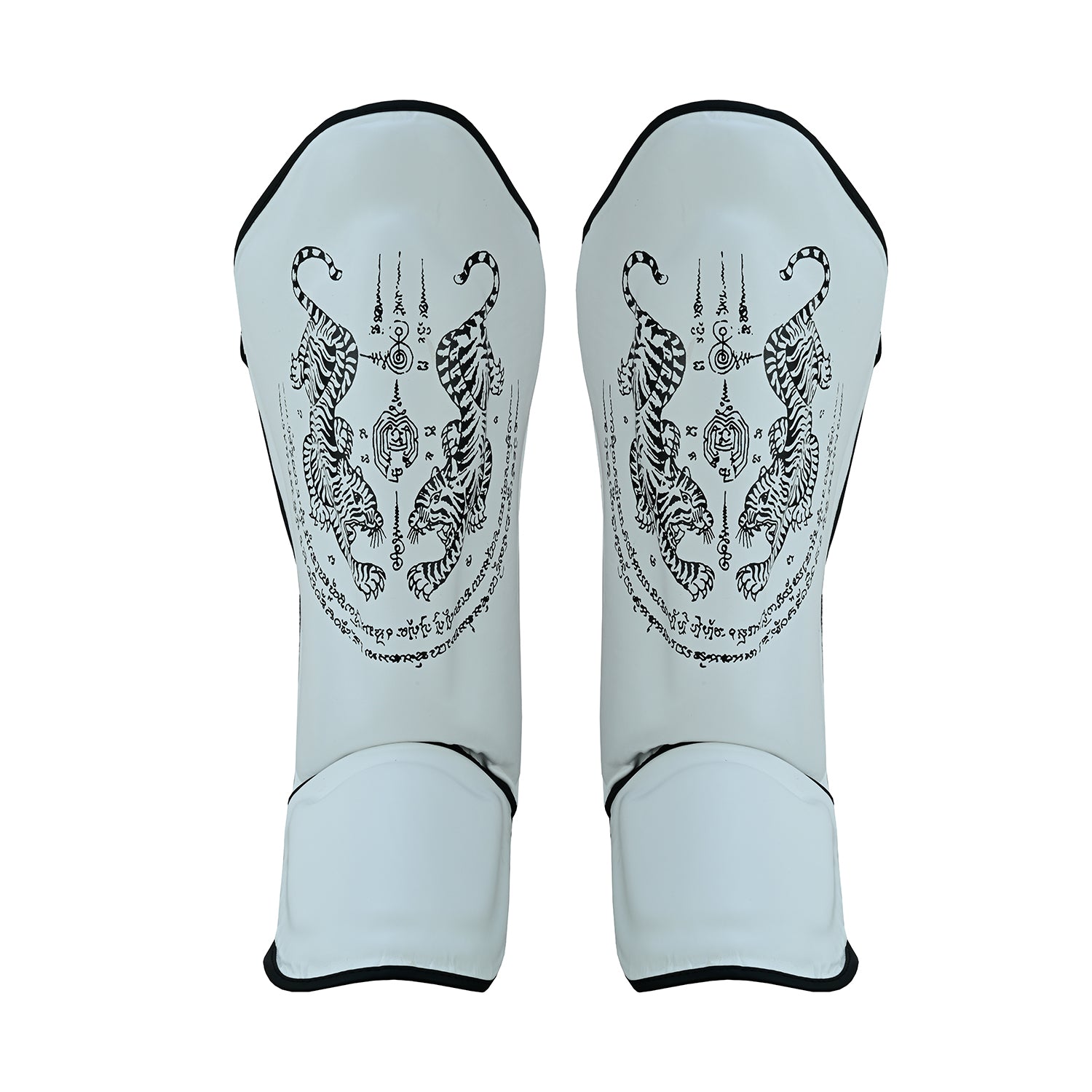 Twin Tigers Muay Thai Boxing Gloves, Shin Pads & Shorts - White