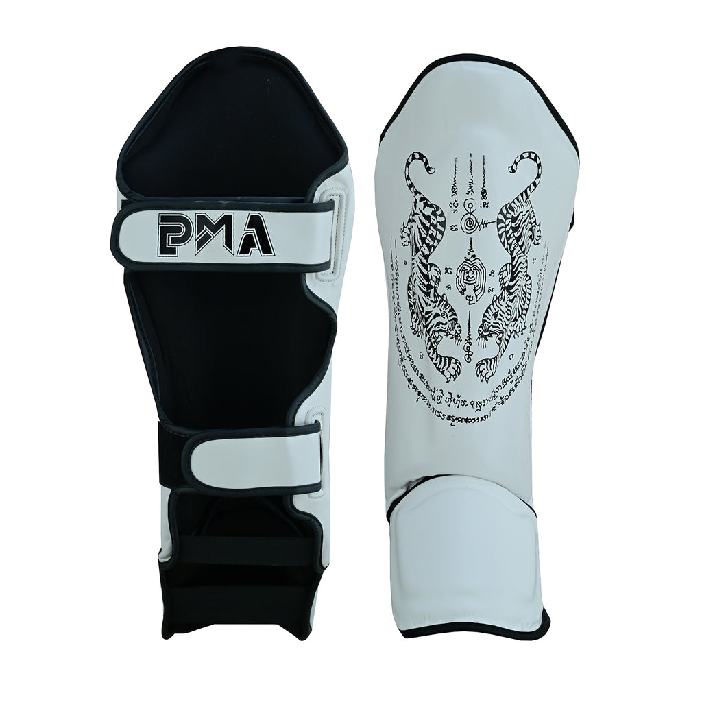 Twin Tigers Muay Thai Boxing Gloves, Shin Pads & Shorts - White