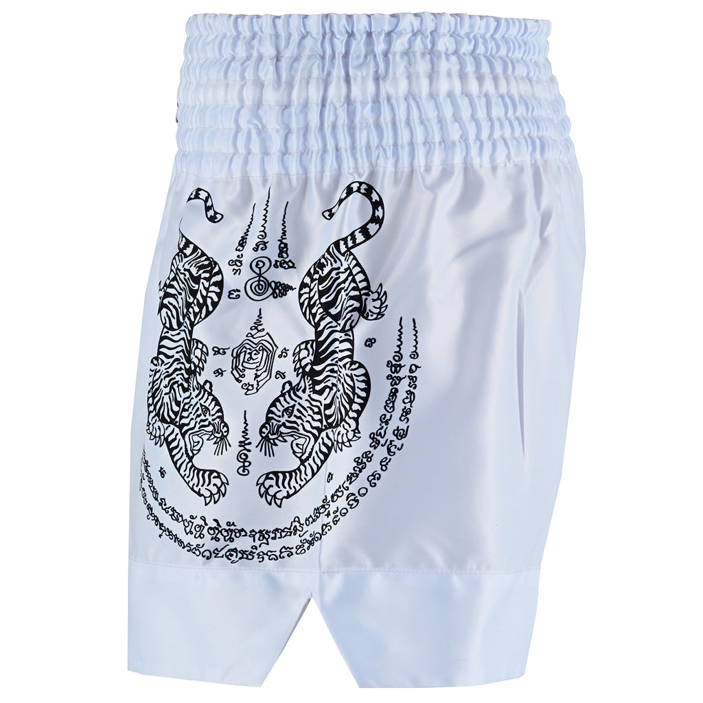Twin Tigers Muay Thai Boxing Gloves, Shin Pads & Shorts - White