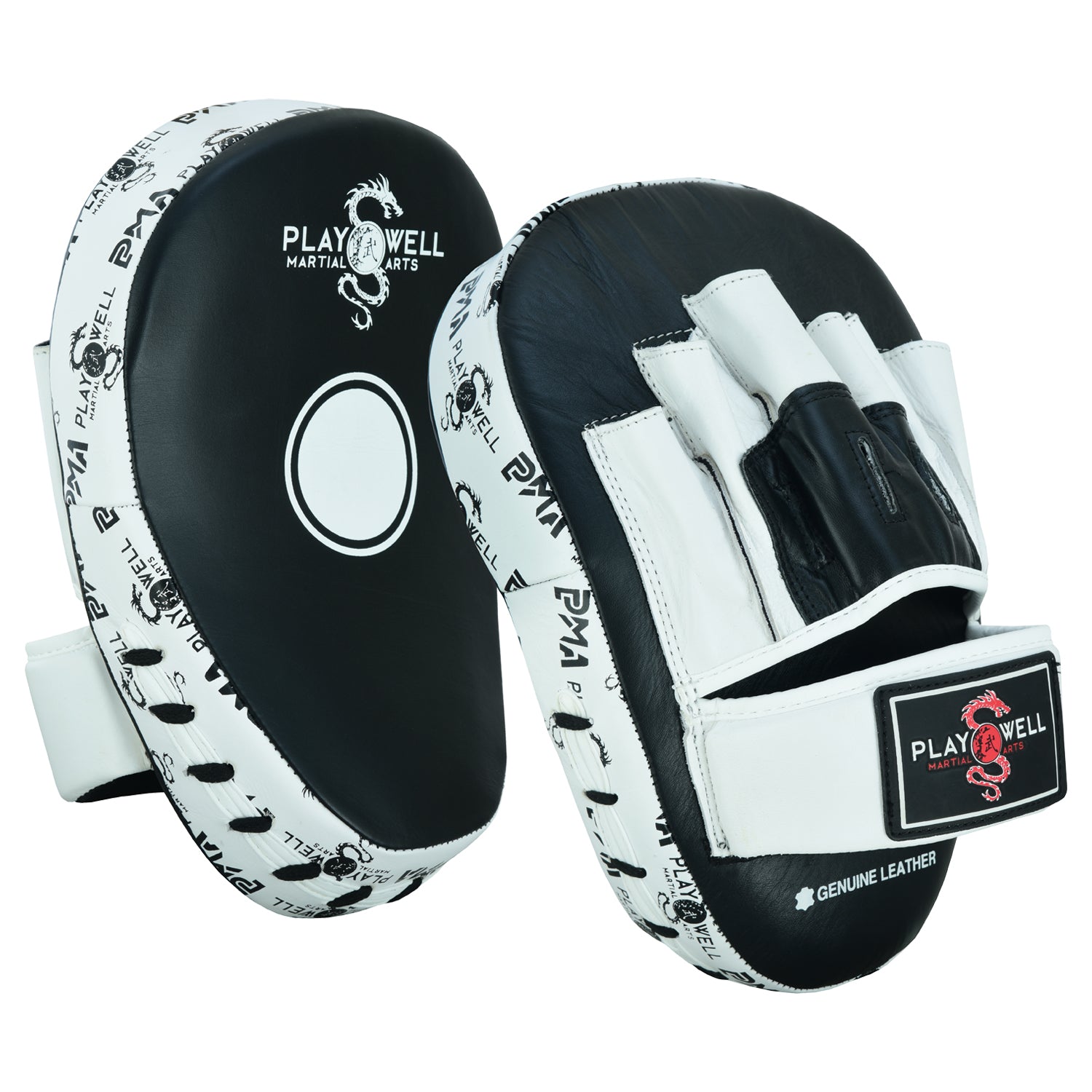 Playwell Elite Light Curved Leather "Logos"  Boxing Focus Pads image 0