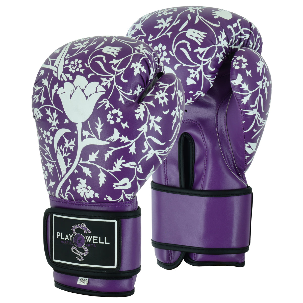 Ladies Beginners Purple Boxing Gloves - Flowers - 6 oz image