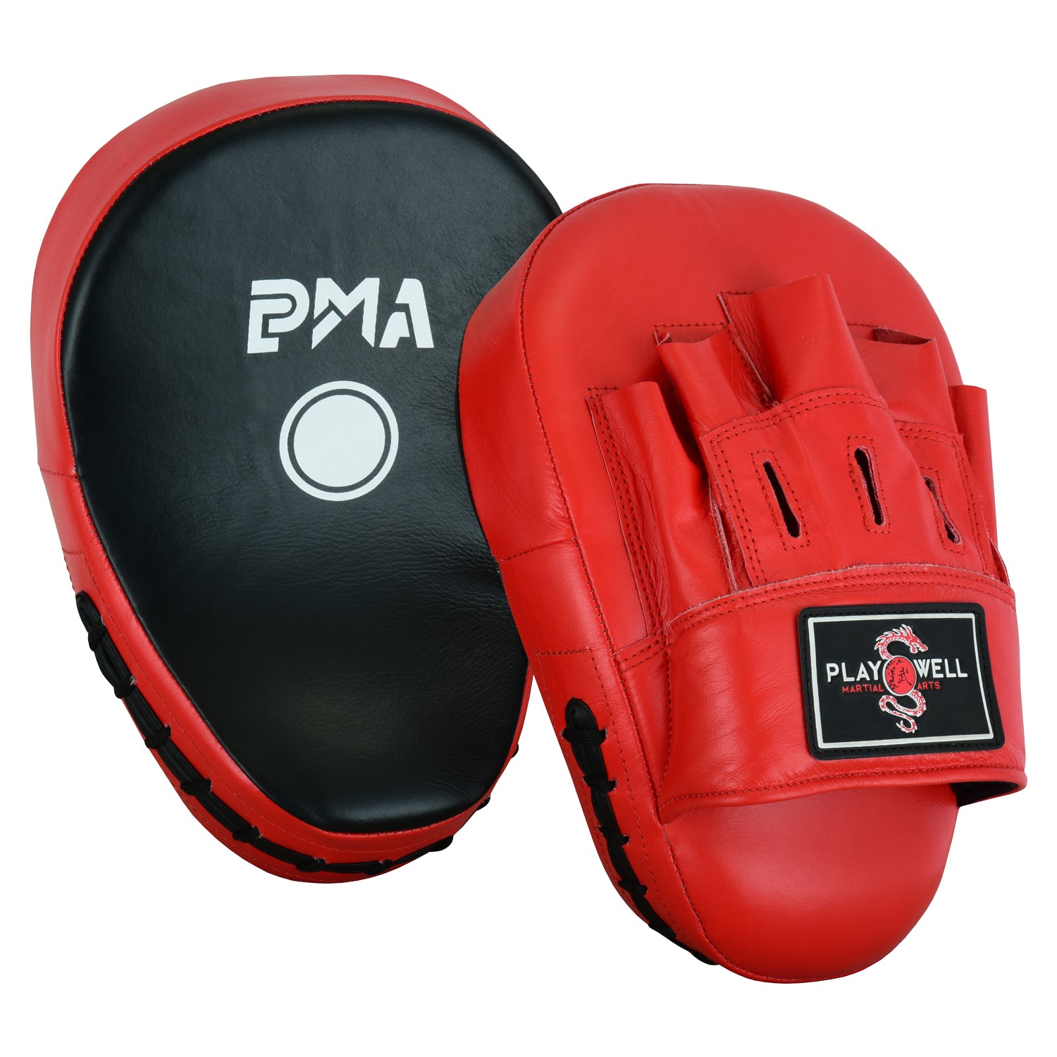 Deluxe PMA Curved Leather Focus Pads  -  Red/Black image 0