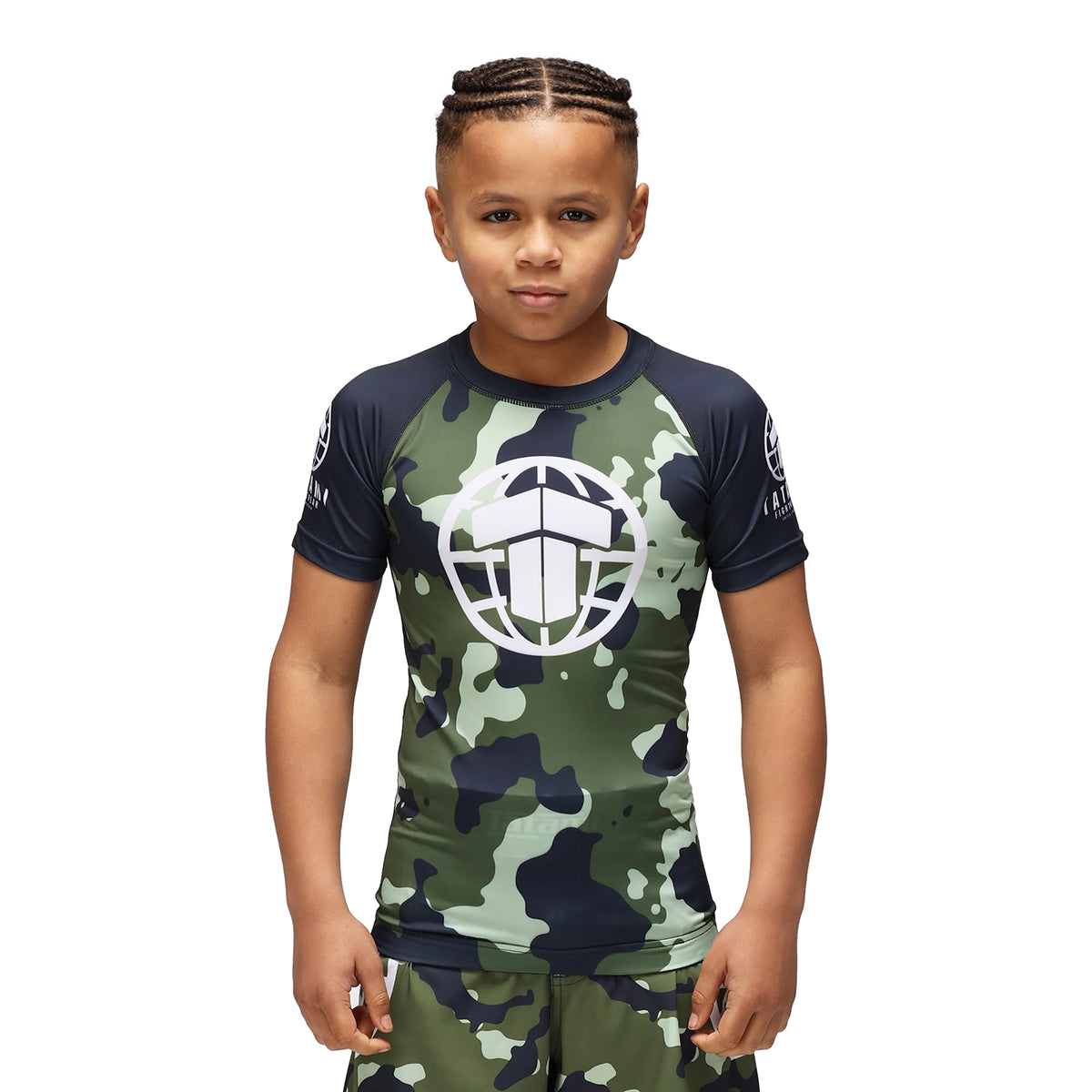 Tatami Kids MTP Green Camo Short Sleeve Rash Guard - 9-11 Years image